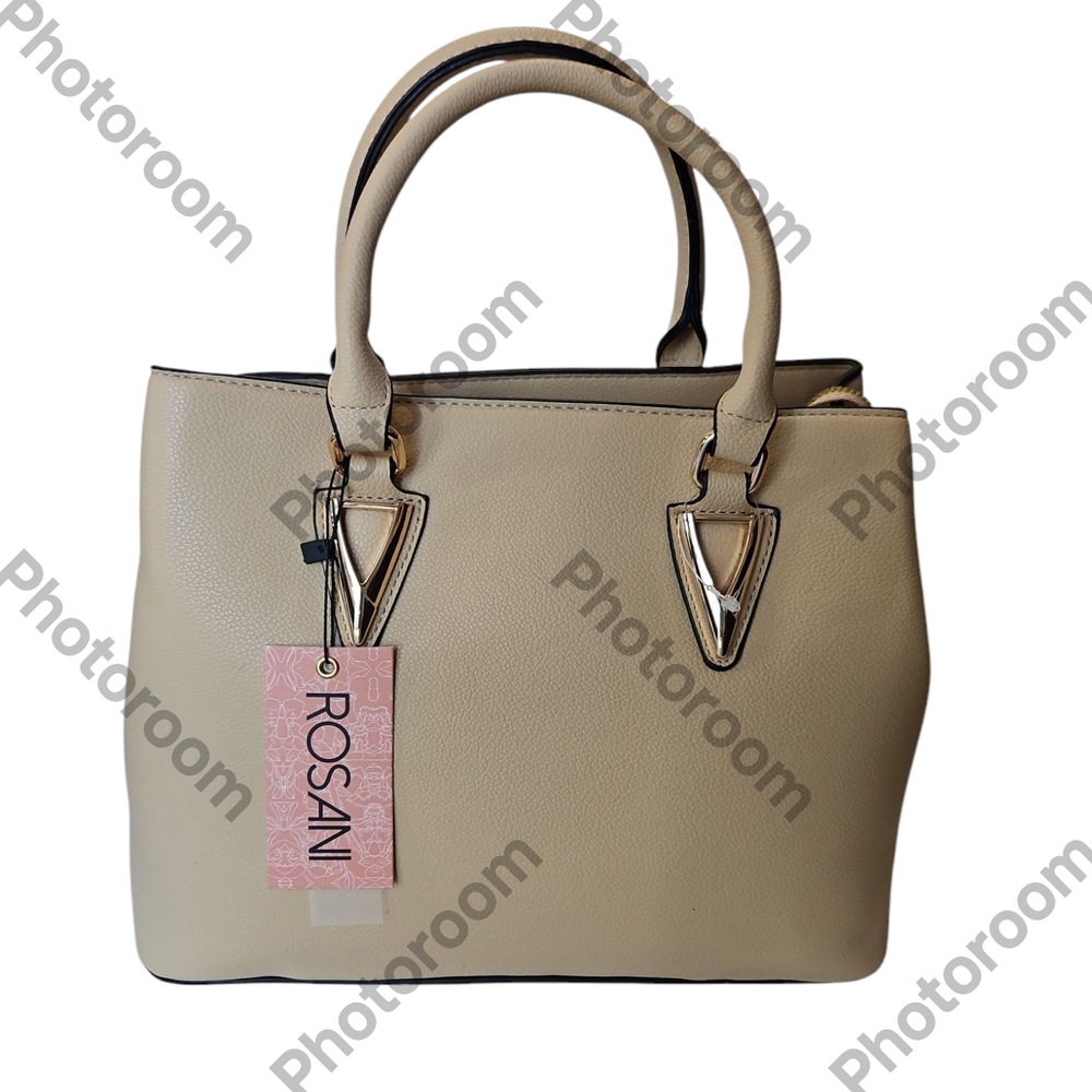 ROSANI APPROVED VEGAN Woman Structured Satchel Tote Cream Handbag